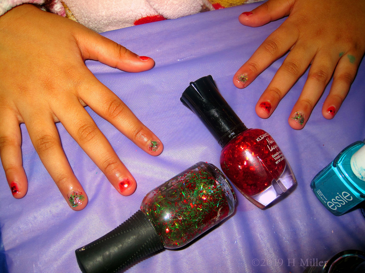 Klean Color Sparkled Nail Polish On Display With The Kids Manicure Where She Chose The Two Sparkly Colors! 
