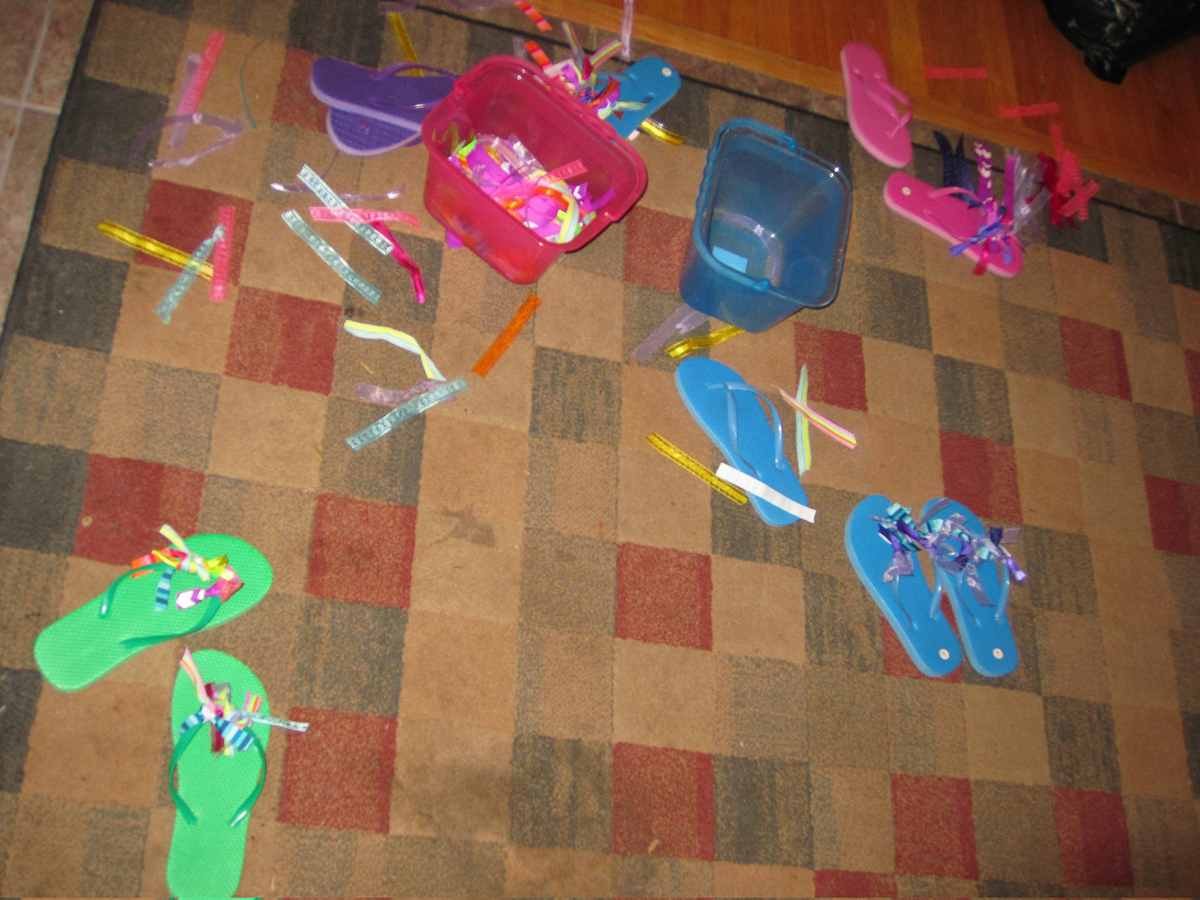 Kids Loved Sami's Mom's Provided Activity Of Making Their Flip Flops Beautiful With Cool Colorful Ribbons! 