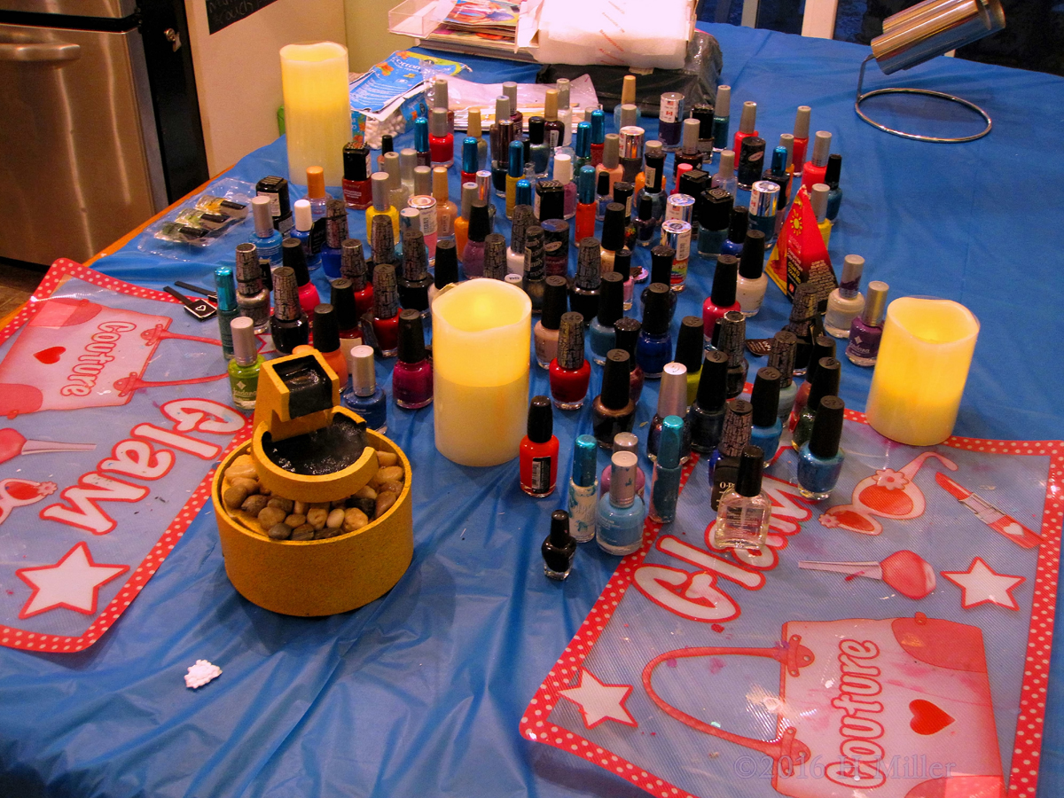 Manicure Table With Its Wonderful Collection Of Nail Polish Colors!