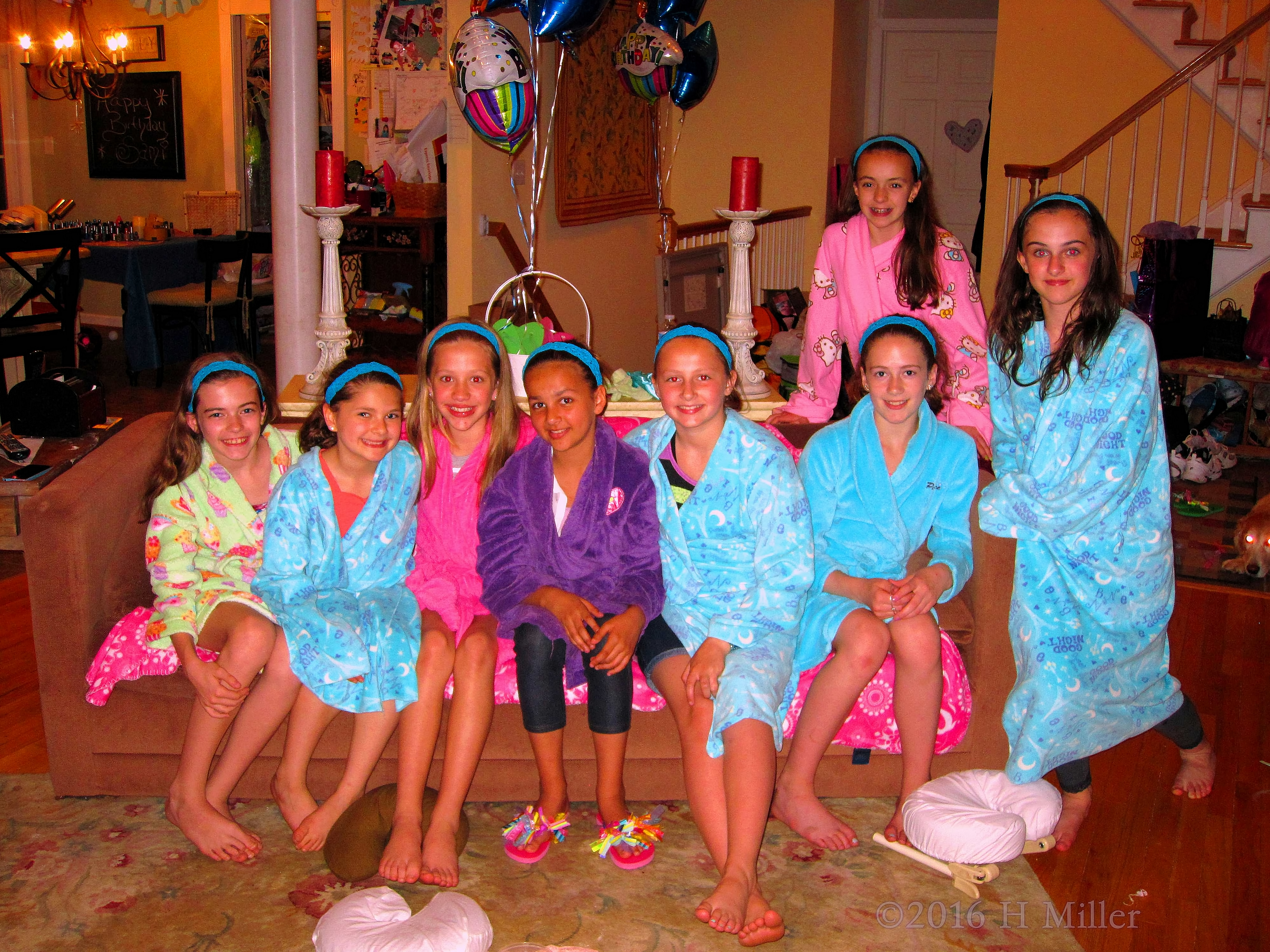 Cheerful Girls Pose For A Spa Party Group Shot! Cheerful Girls Pose For A Spa Party Group Shot!