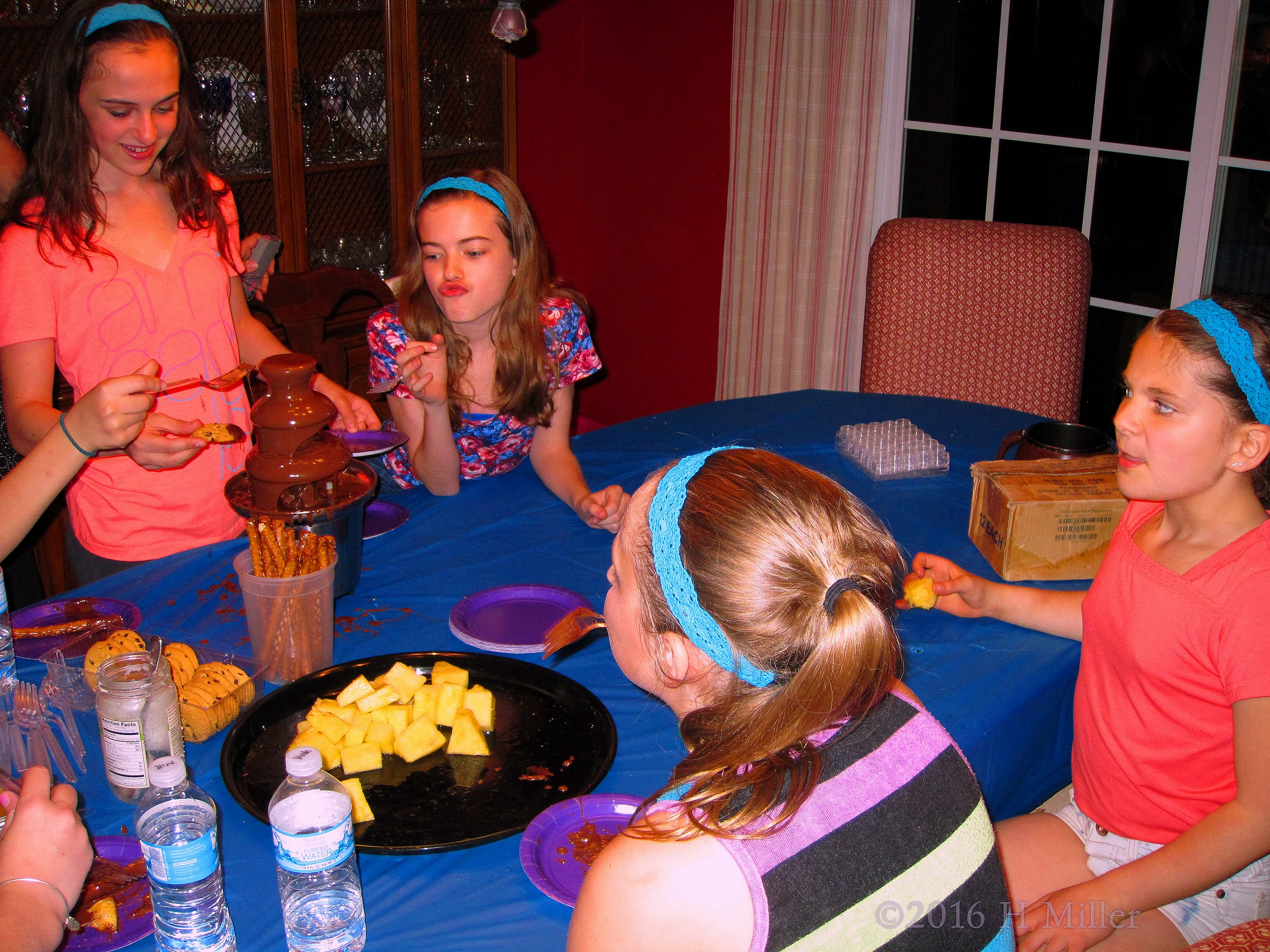 Enjoying The Yummy And Delicious Fondue With Chocolate Dipped Strawberries, Pineapples And Chocolate Chip Cookies! Enjoying The Yummy And Delicious Fondue With Chocolate Dipped Strawberries, Pineapples And Chocolate Chip Cookies!