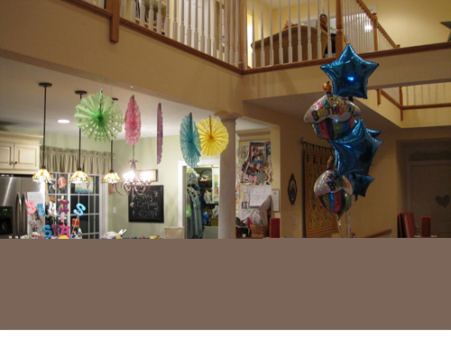 Balloons Of Glittery Stars And Cupcakes Hanging From The Ceiling Welcoming The Girls To Sami's Spa Party! Balloons Of Glittery Stars And Cupcakes Hanging From The Ceiling Welcoming The Girls To Sami's Spa Party!