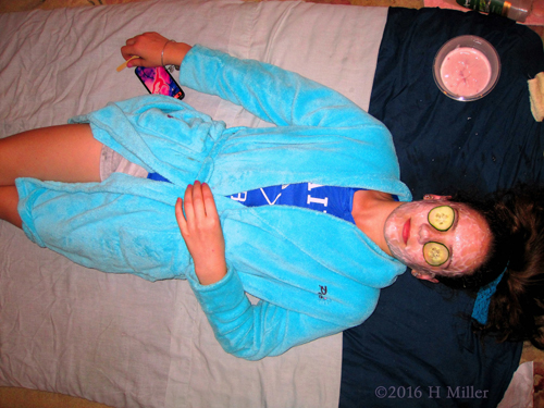 Relaxing With The Cukes During Her Girls Facial. Relaxing With The Cukes During Her Girls Facial.