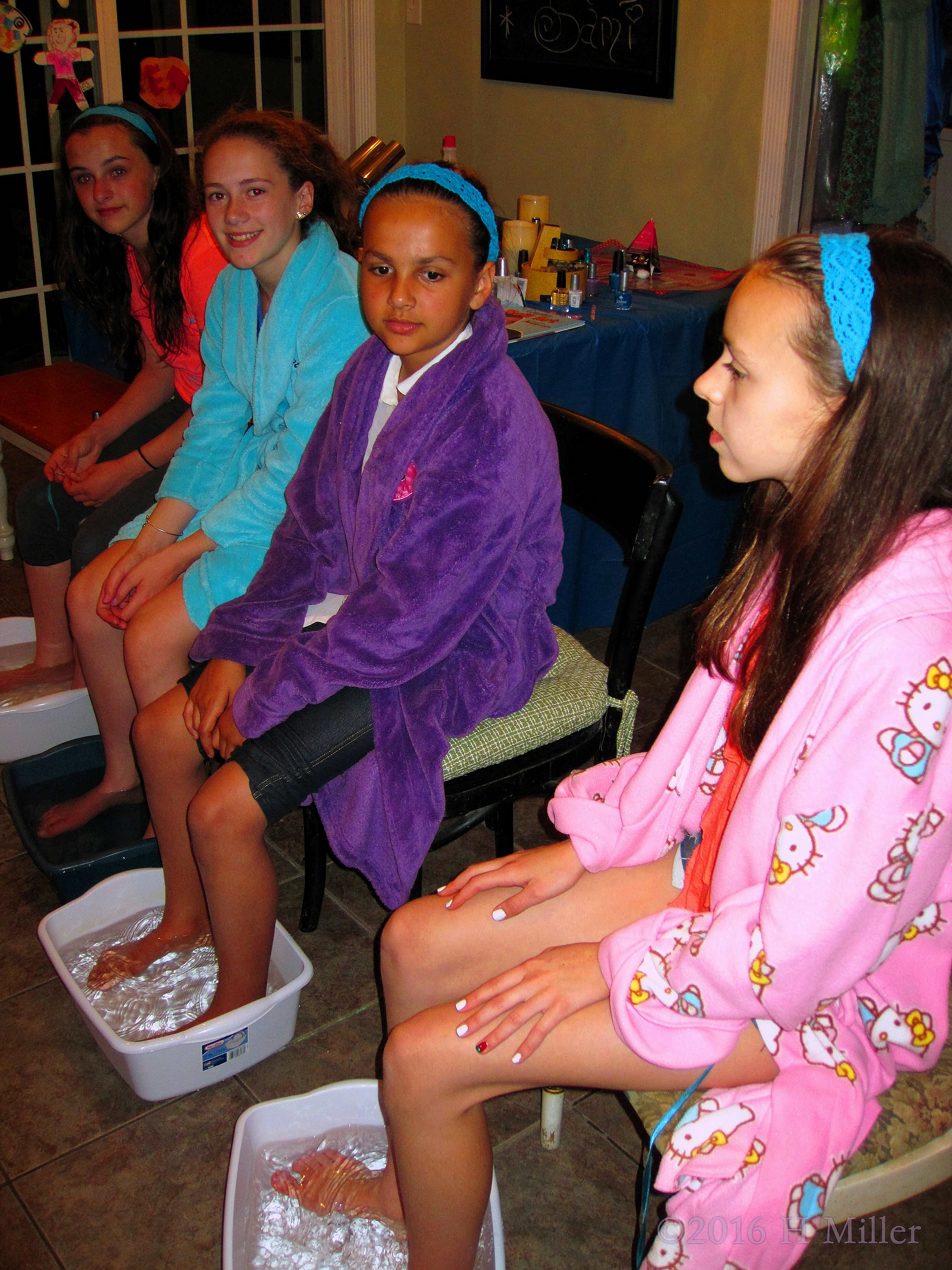 Enjoying Girls Pedicures Together At Sami's Spa Party For Girls. 