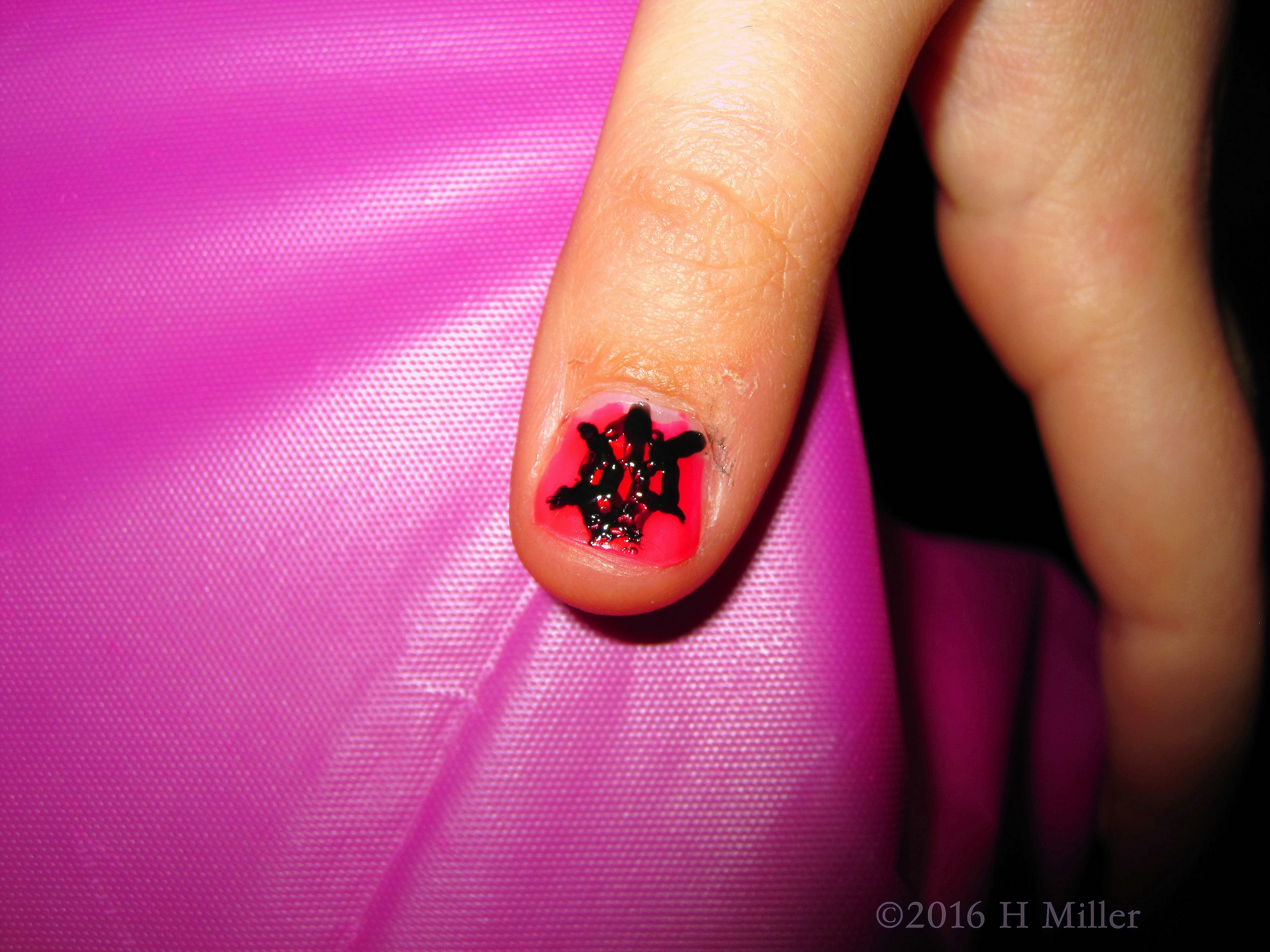 Black And Pink Spiderweb Manicure 