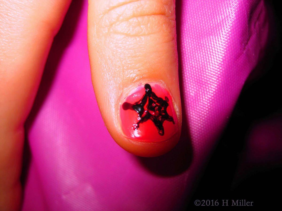 Pink Spiderweb Kids Manicure 