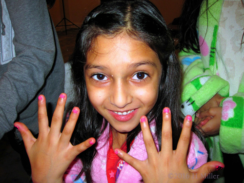 Looking Happy With Her New Mini Mani