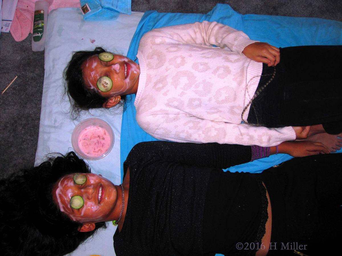 Laying Down With Friends For A Strawberry Face Mask 