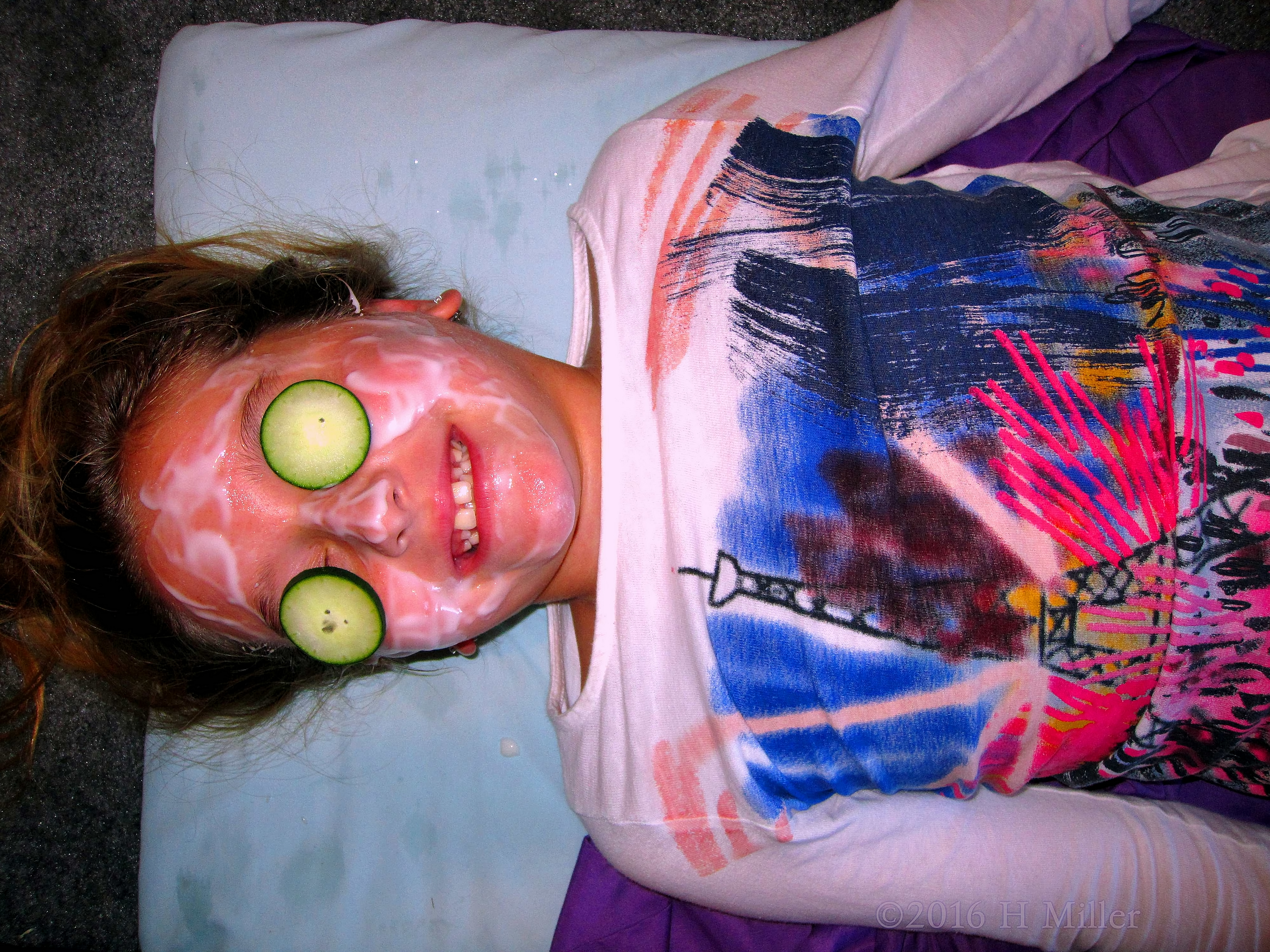 Having Fun During Her Strawberry Face Mask Having Fun During Her Strawberry Face Mask