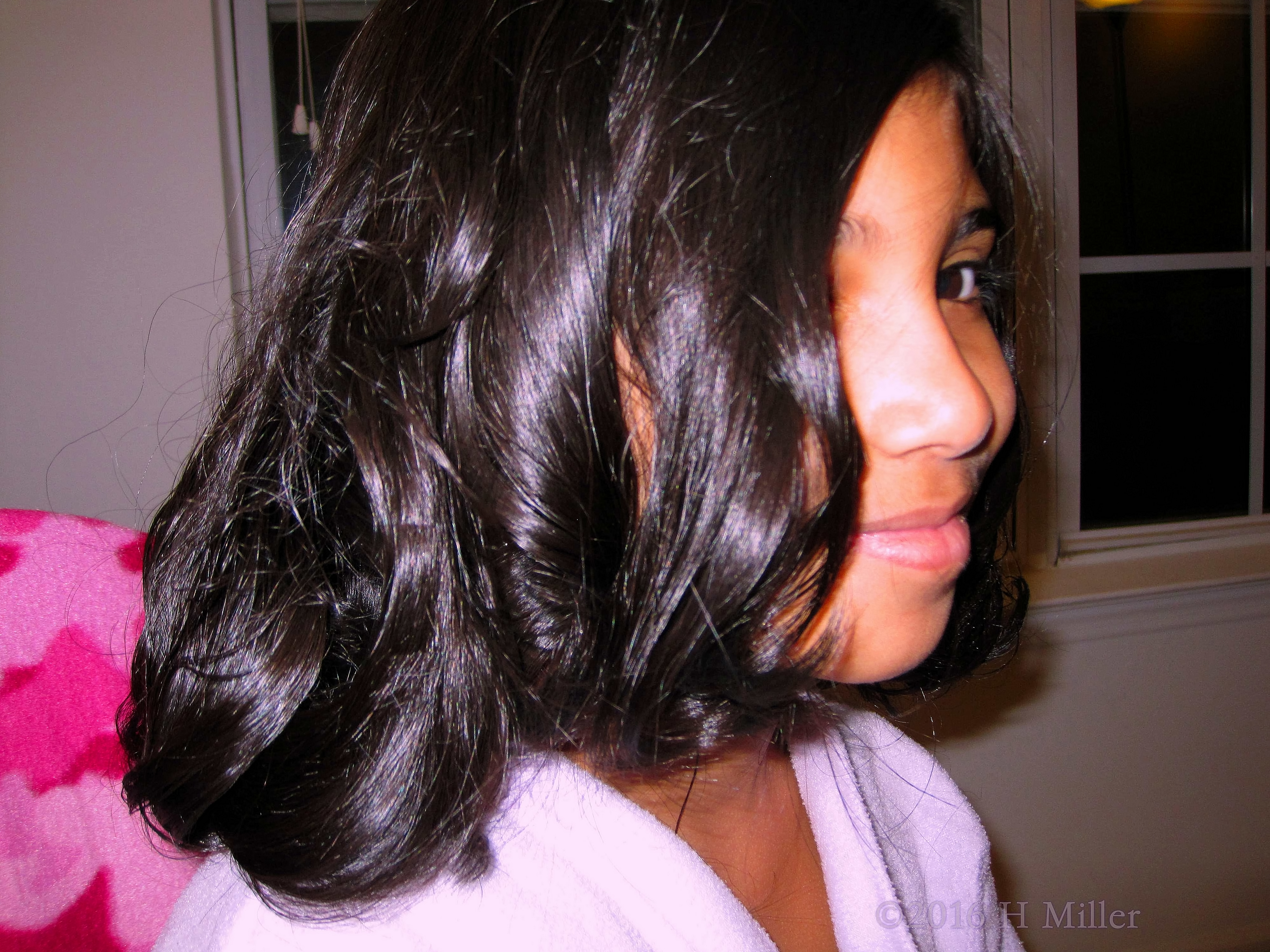 Kids Hair Curling, Side View. Kids Hair Curling, Side View.