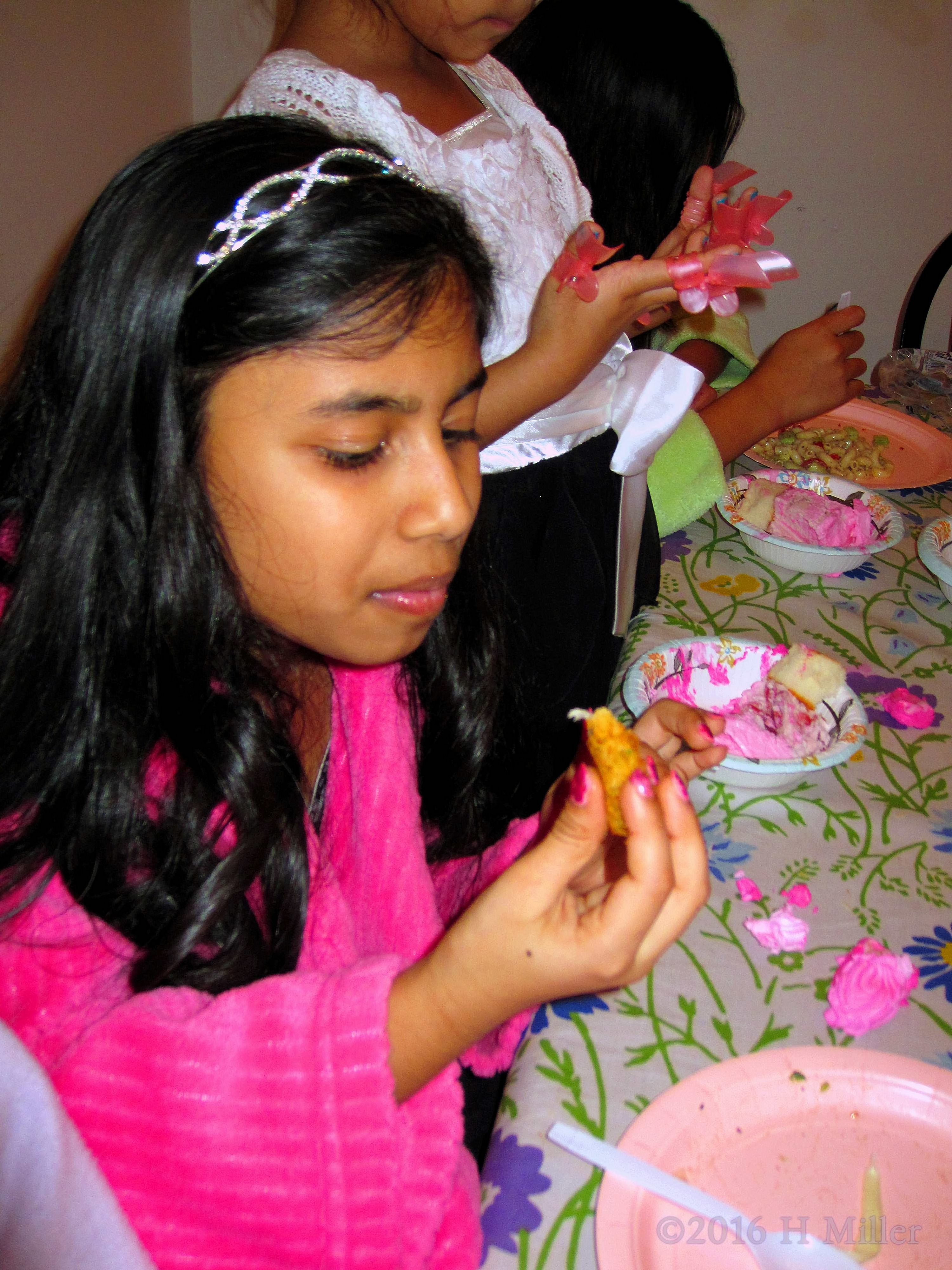 Eating At Her Spa Birthday Party. Eating At Her Spa Birthday Party.
