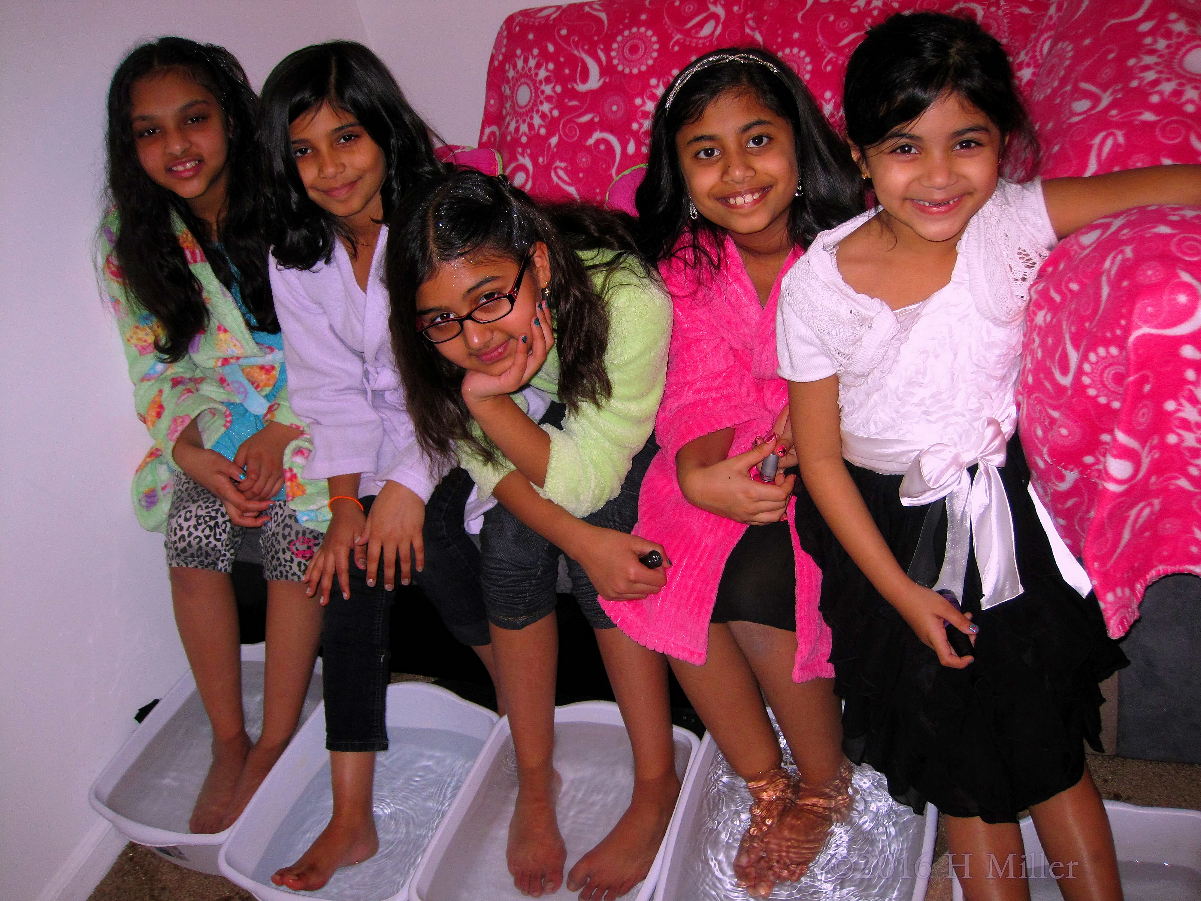 The Girls Smiling During The Warm Water Foot Soak. The Girls Smiling During The Warm Water Foot Soak.