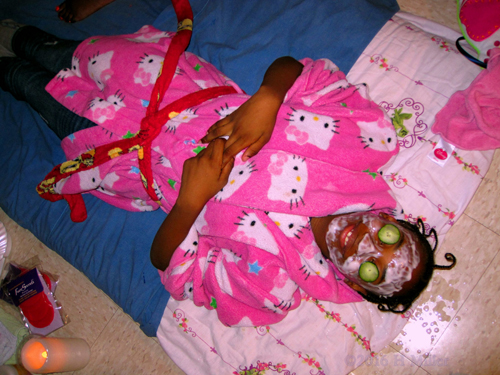 Relaxing In A Girls Face Mask Relaxing In A Girls Face Mask