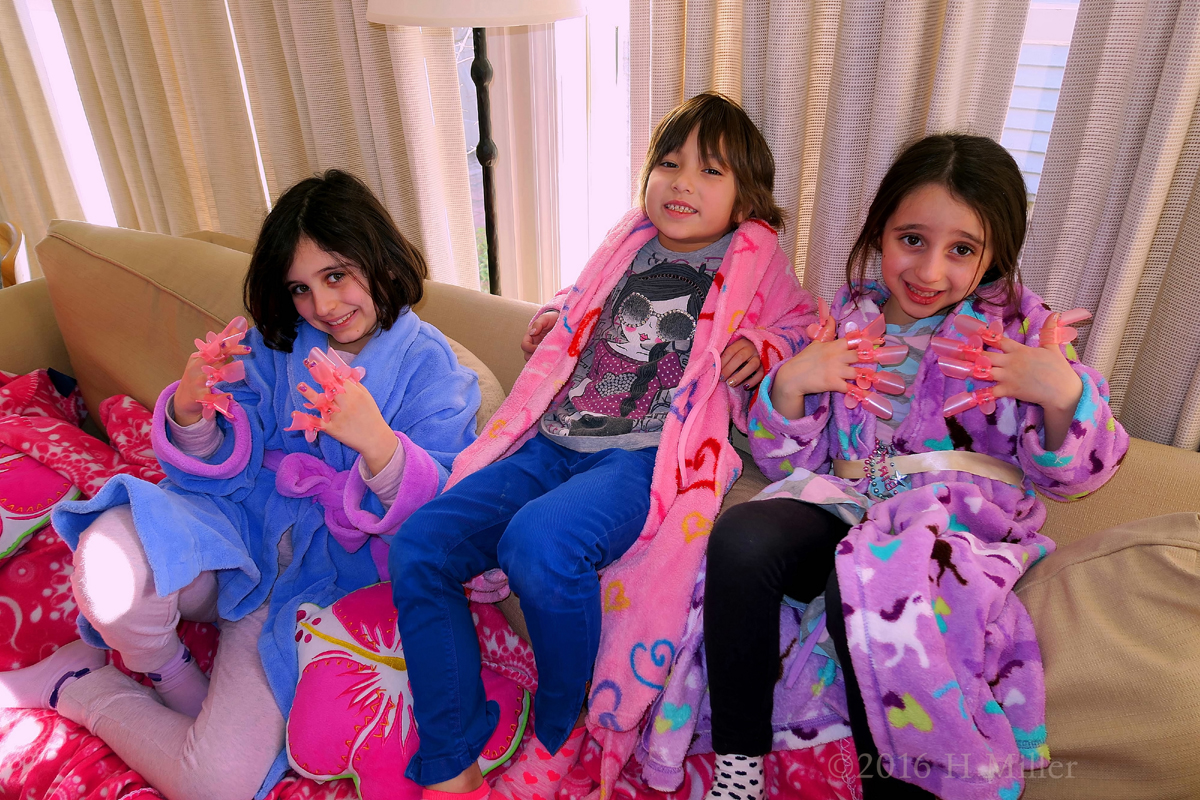 Kids Spa Party Pic Comfy On The Couch! 