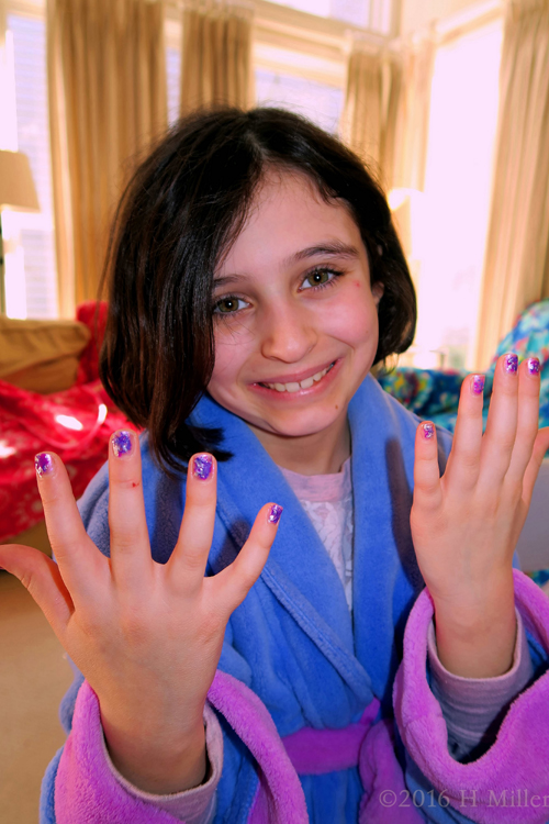 Cute Kids Mani In A Matching Robe