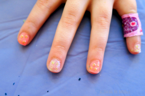 Gold And Speckled Glitter Kids Manicure