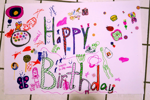 An Artful And Creative Kids Spa Birthday Card For Sarah. 4