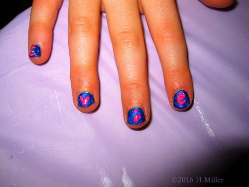Hot Pink And Blue Mini Manicure Nail Art
