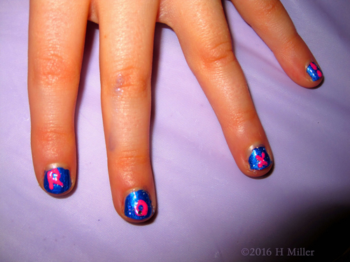 Metallic Blue And Bright Pink Mini Mani