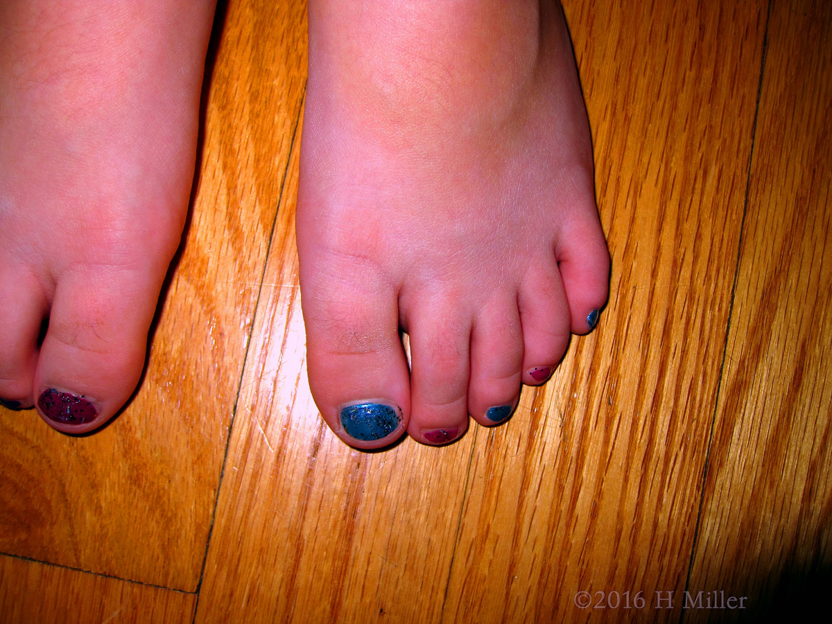 Pink And Blue Pedicure 