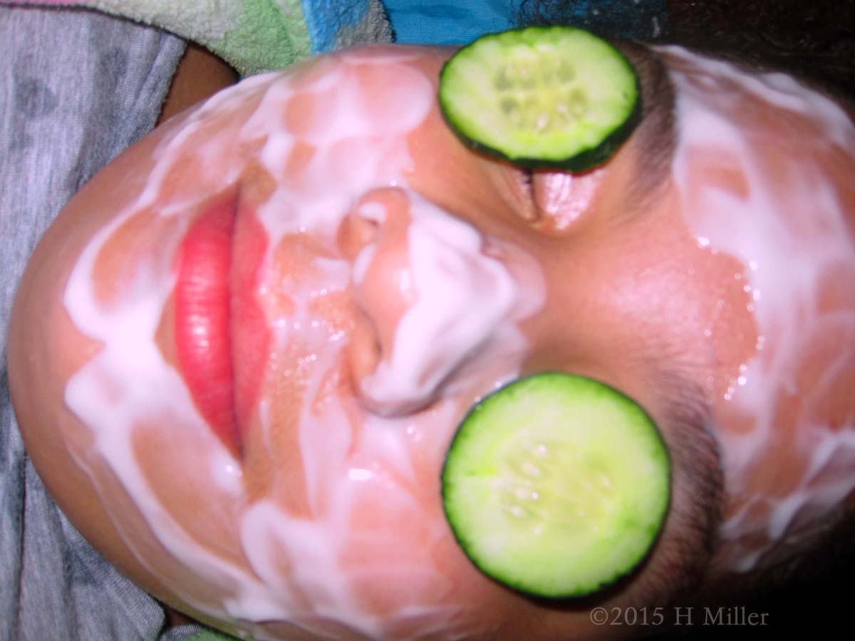 Her Cucumber Is About To Fall Off During The Kids Facial 