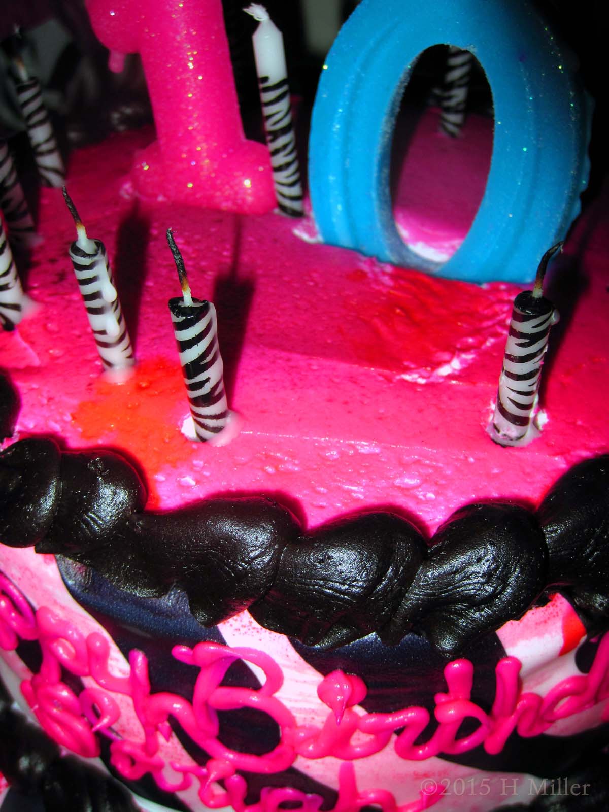 Super Close Up Of The Birthday Cake Candles 