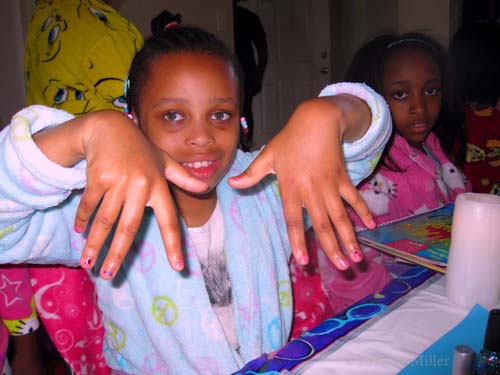 Showing Off Her Doggie Paw Designs!