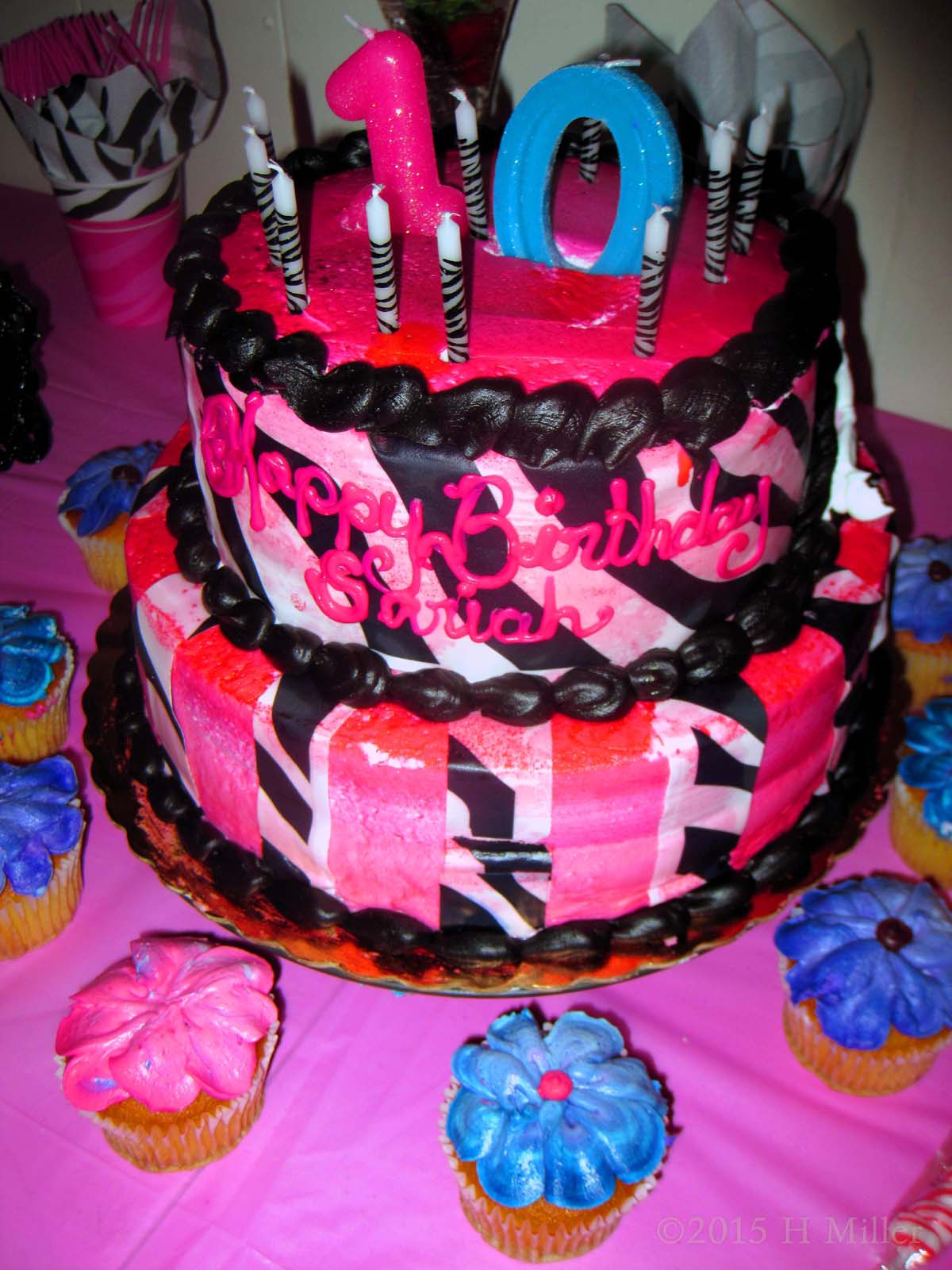 Closer To Sariah's Custom Baked Birthday Cake With Black And Pink Contrast 