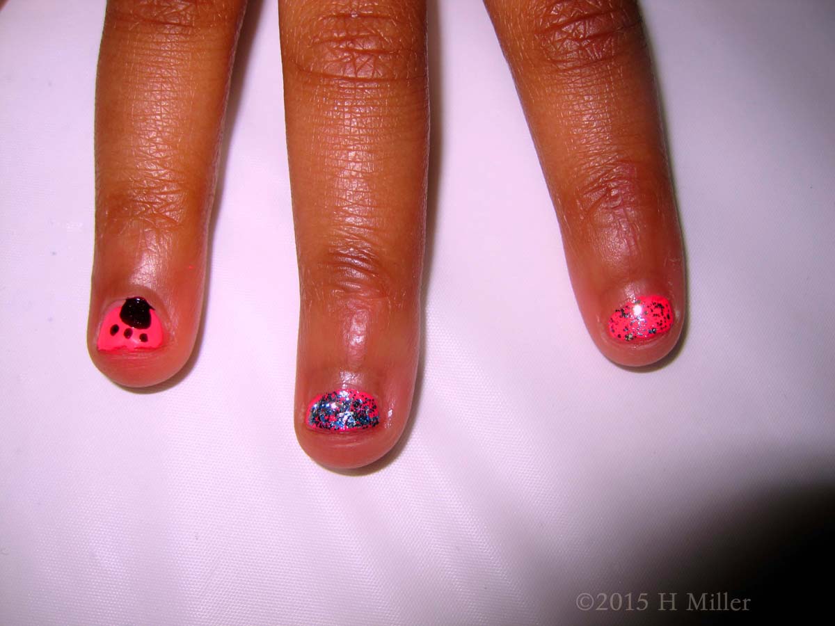 Dog Paws Nail Design And Blue Glitter 