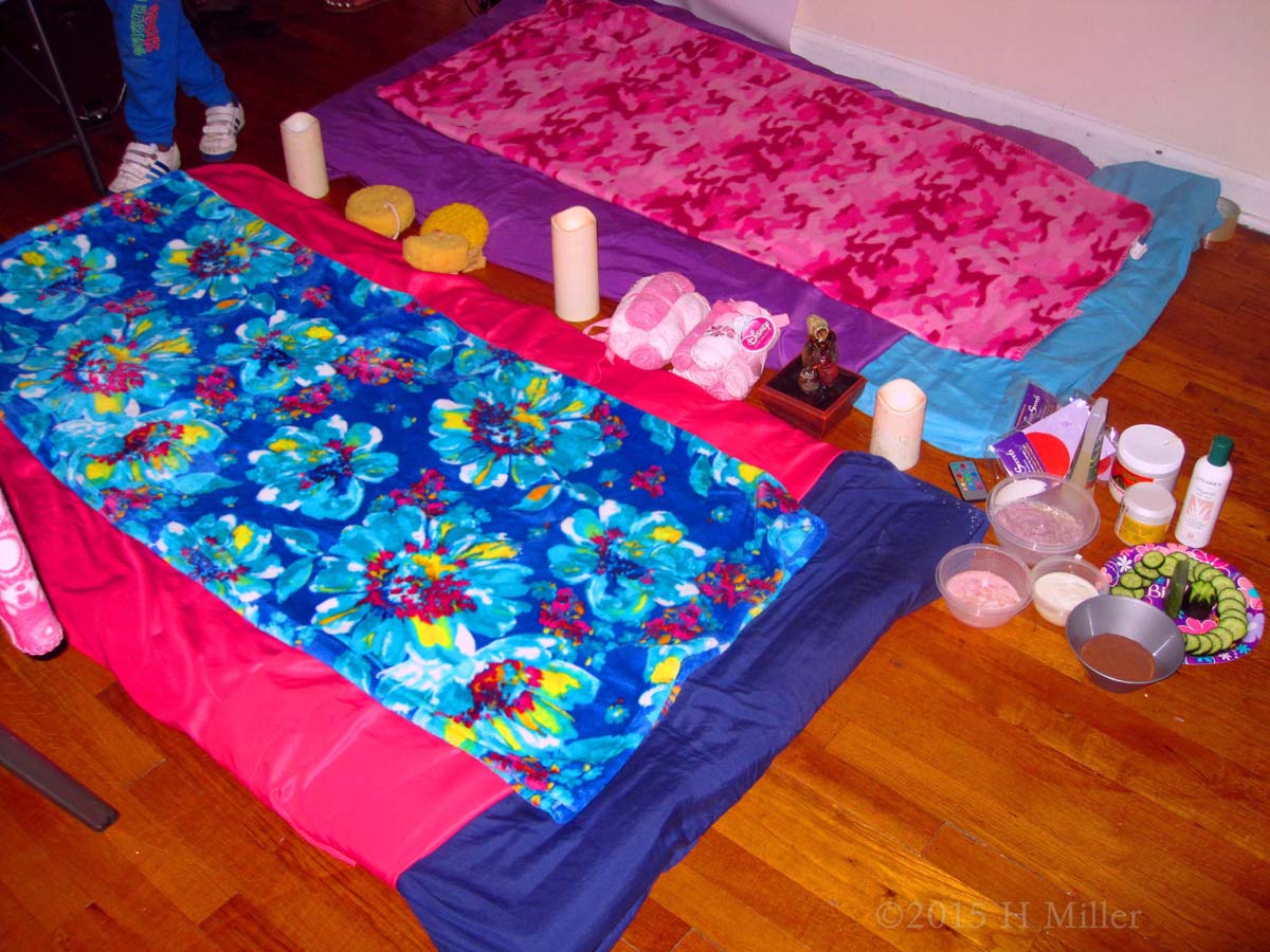 Our Kids Party Decorations Feature Artfully Cut Aloe, Pretty Colored Candles And Arranged Cucumbers For Girls Eyes