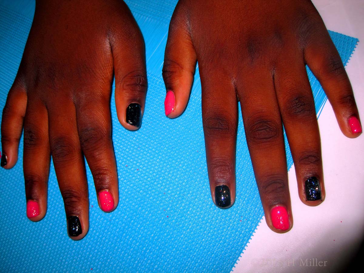 Pink And Black Shatter Nails 