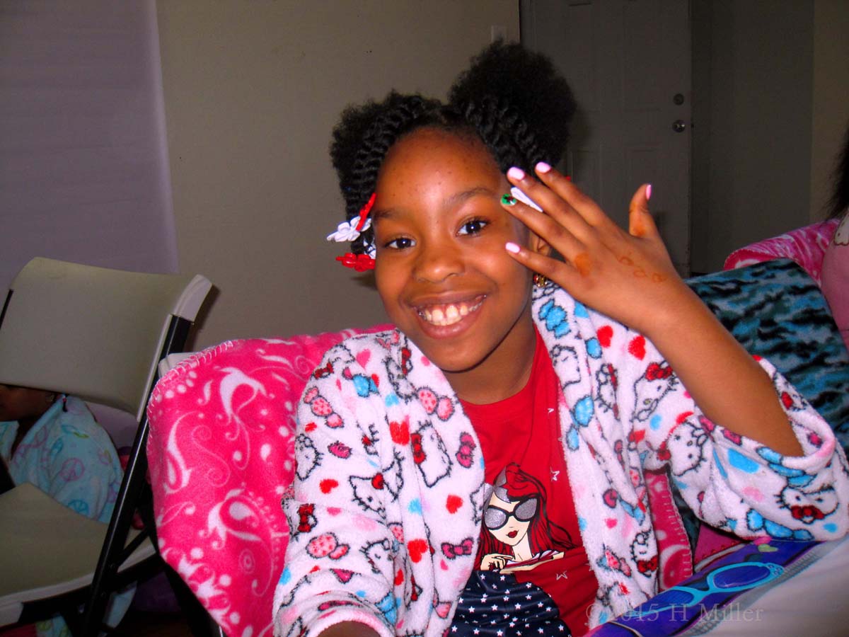 She Loves Her Ladybug Nails! 
