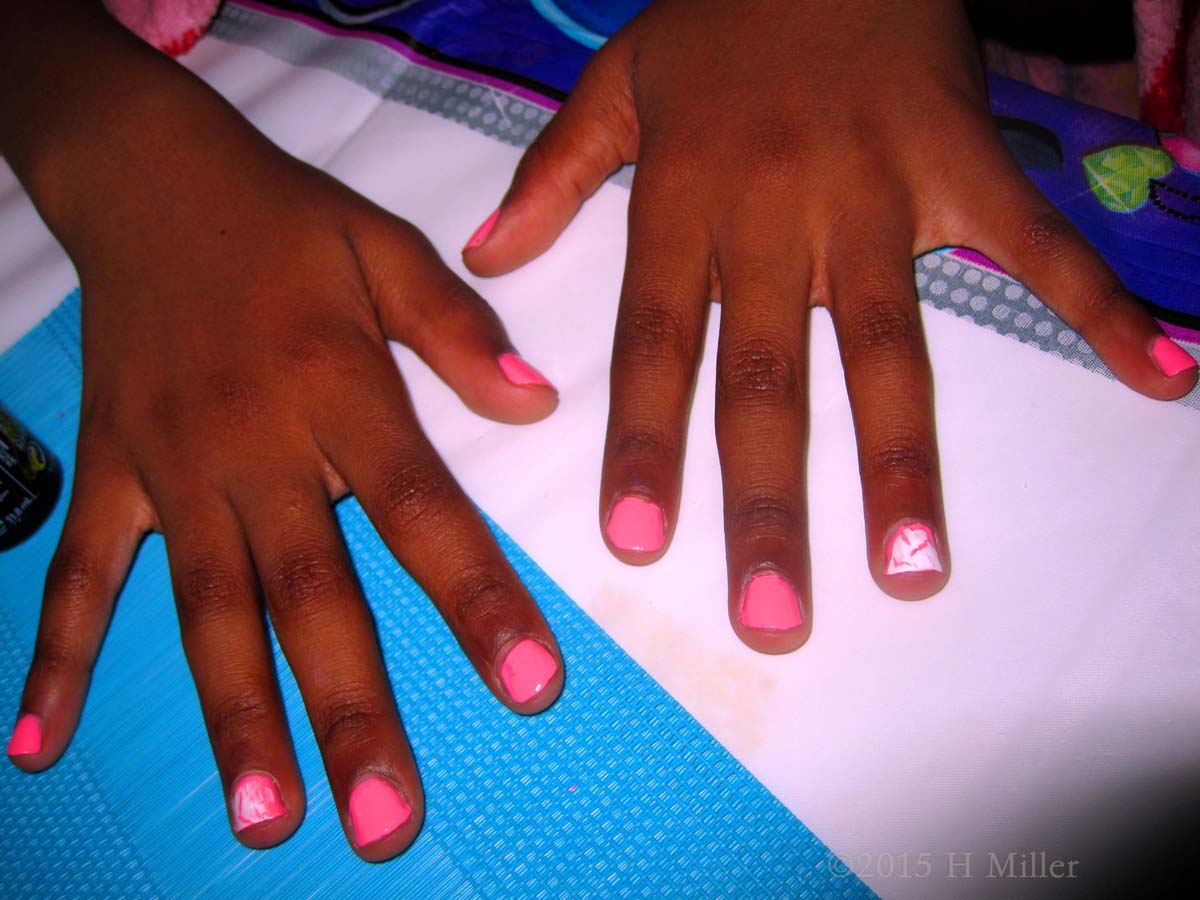 White Shatter Over Pink Nails 