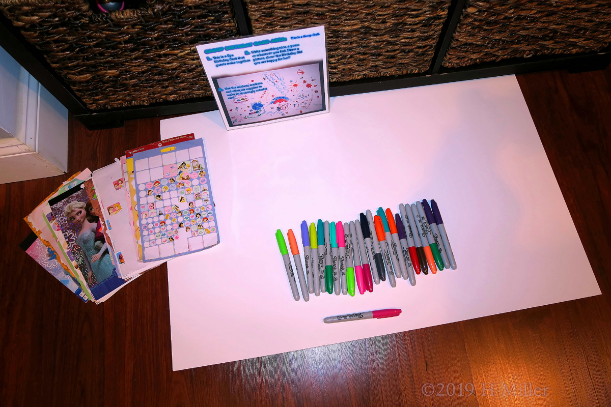 All The Colorful Pens And Stickers Are Ready For The Spa Birthday Card 