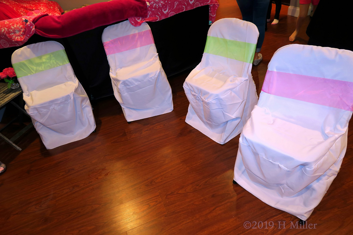 Chairs Are Organized For The Kids Spa Birthday Party 