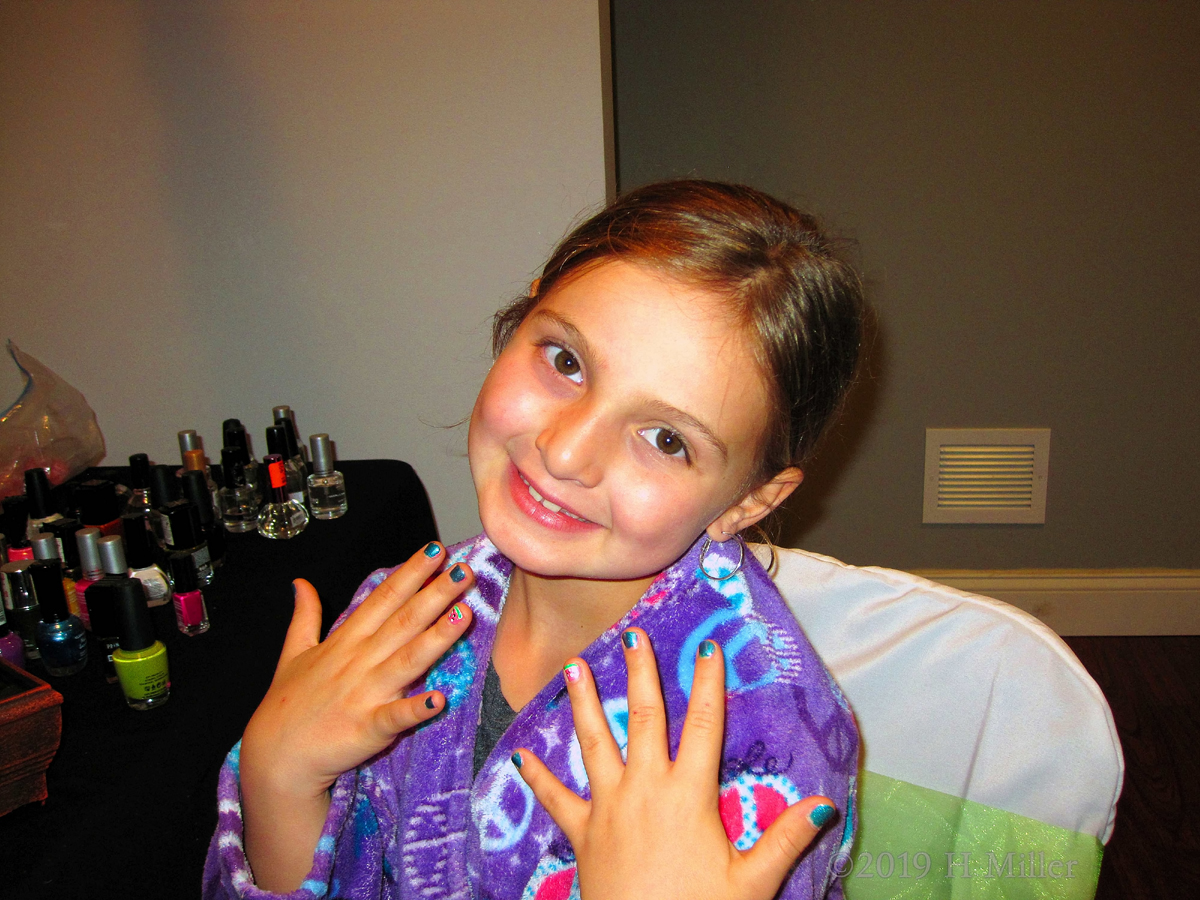 Happy Girl With The Lovely Manicure For Girls! 