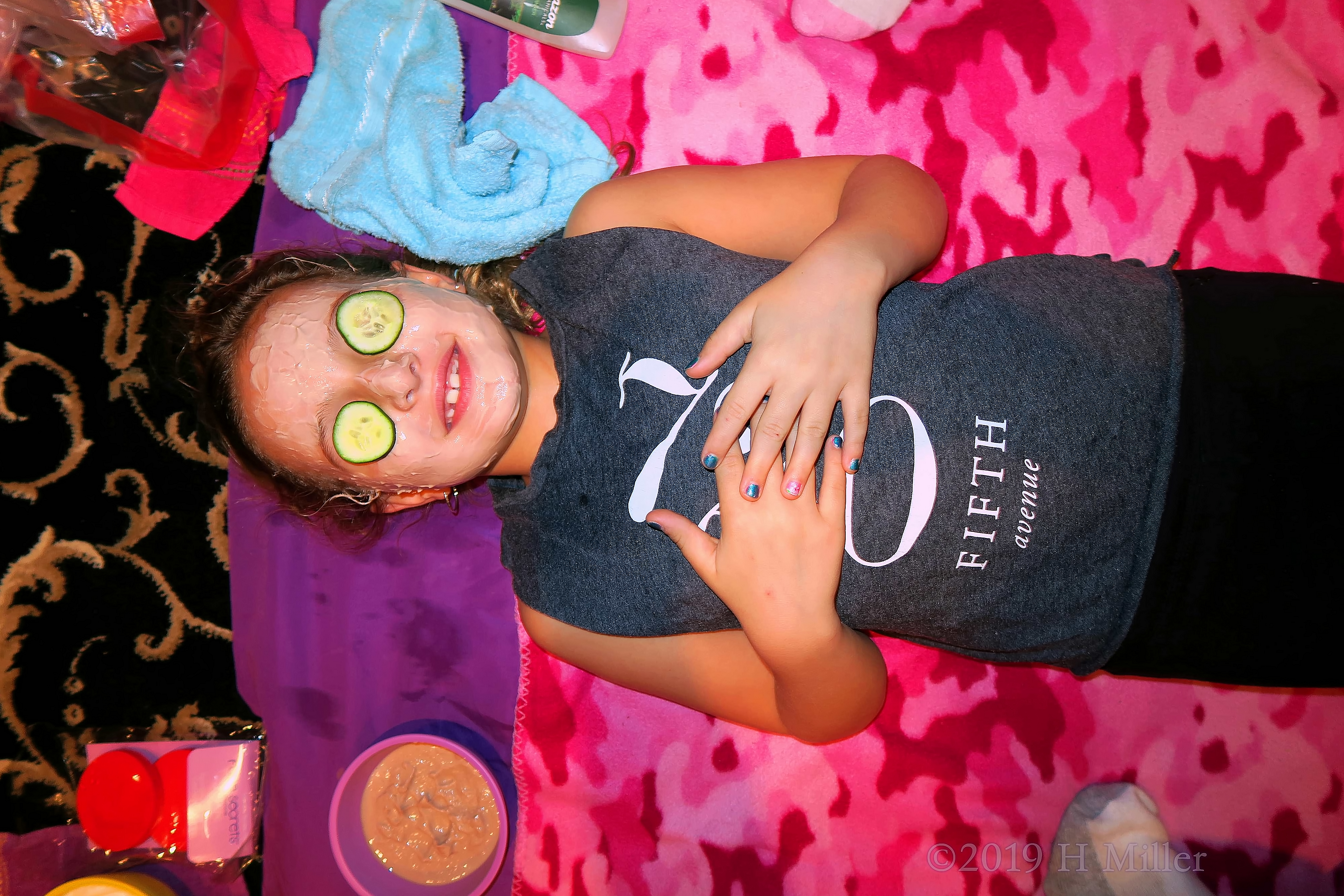 Healthy Girls Facial With Cucumber Slices On Eyes Healthy Girls Facial With Cucumber Slices On Eyes