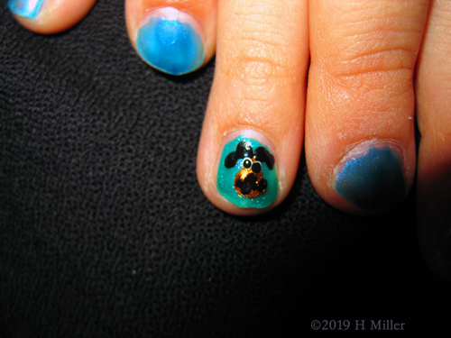 A Little Cute Bunny Nail Art On Kids Manicure