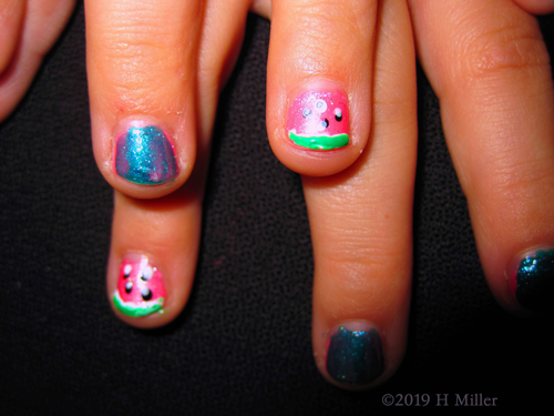 Cute Watermelon Nail Design For Kids