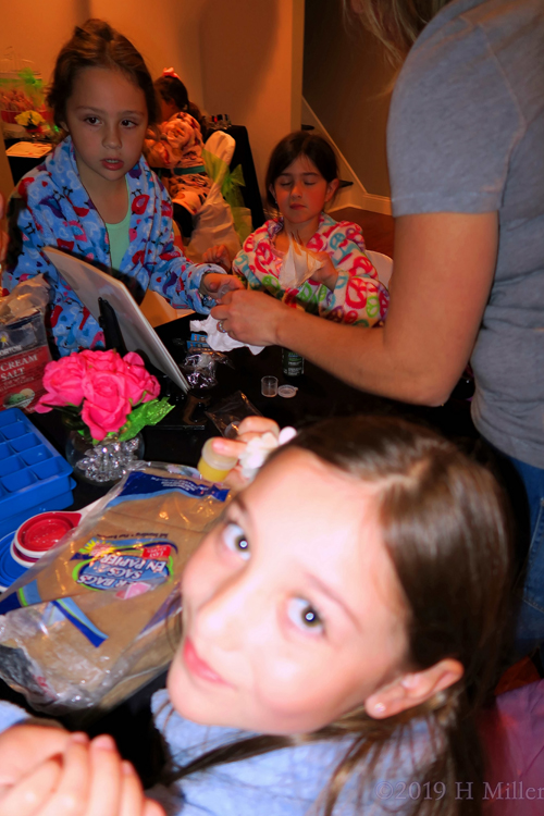 Girls Are Busy At The Girls Manicure Table