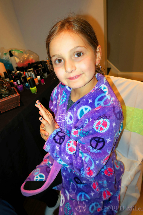 Party Guest In Her Cute Purple Spa Robe