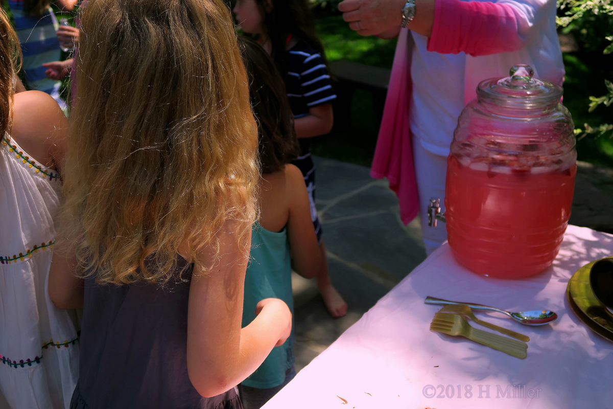 Party Guests Lining Up For Lemonade 