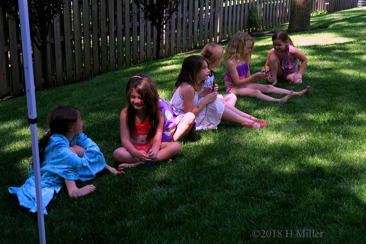 Ready For Kids Pedicures, Lined Up In The Grass 1