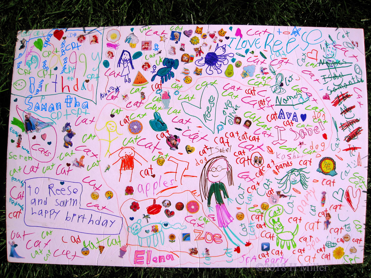 We Are Drawing Birthday Messages And Creations On The Spa Birthday Card!