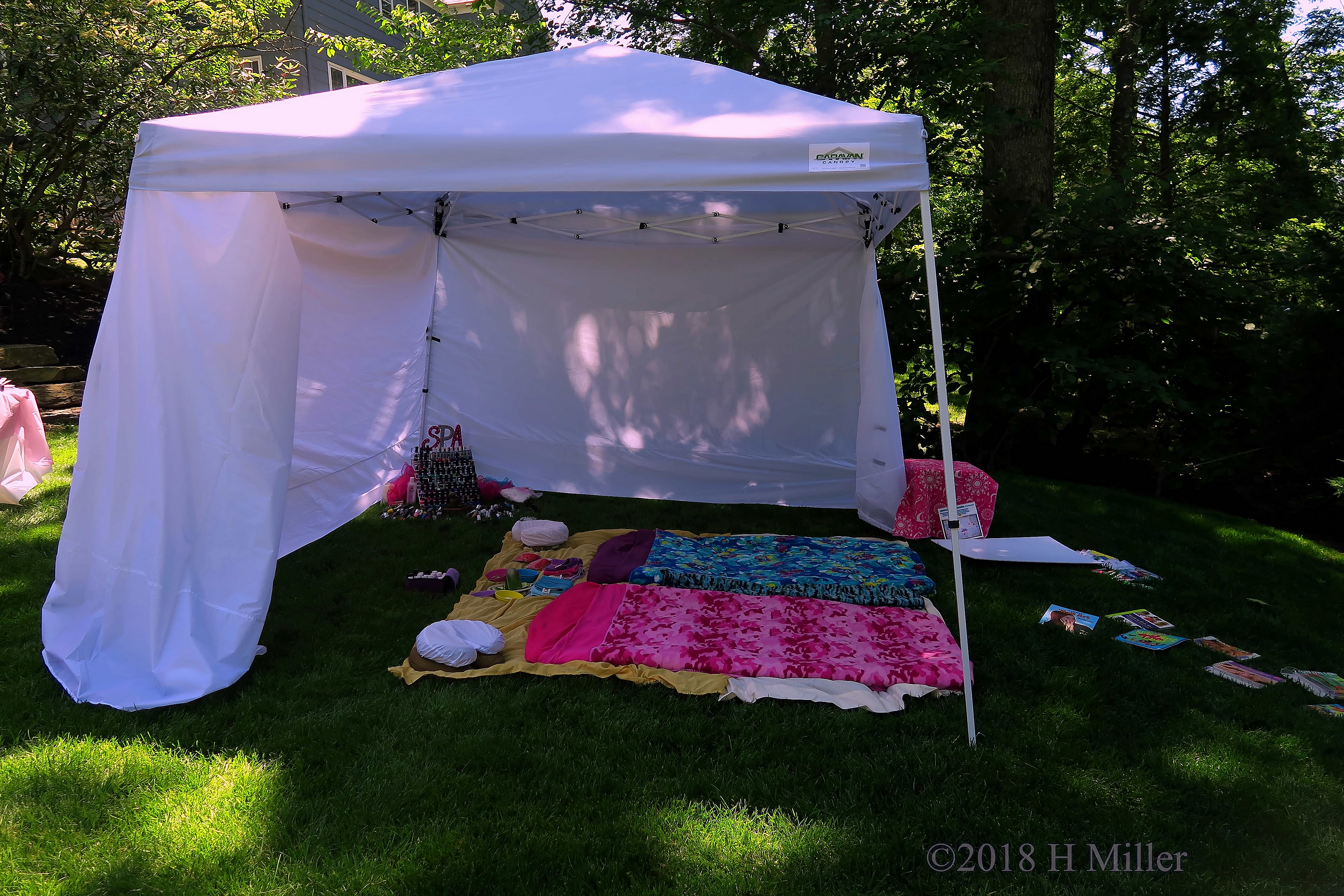 Spa Party Setup With Mats For Kids Facials. 