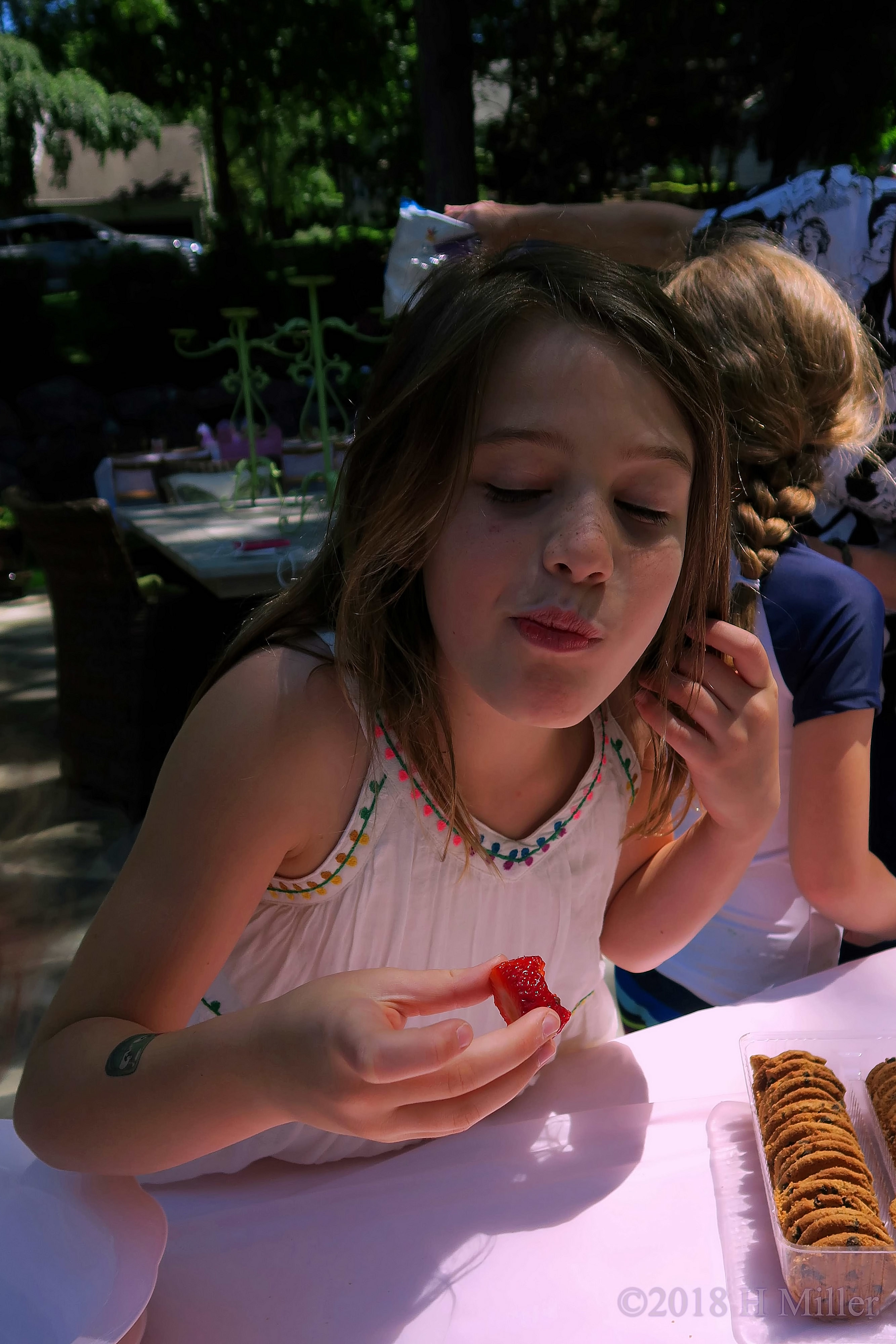 Taking The Perfect Bite Of Strawberry And Chocolate Taking The Perfect Bite Of Strawberry And Chocolate