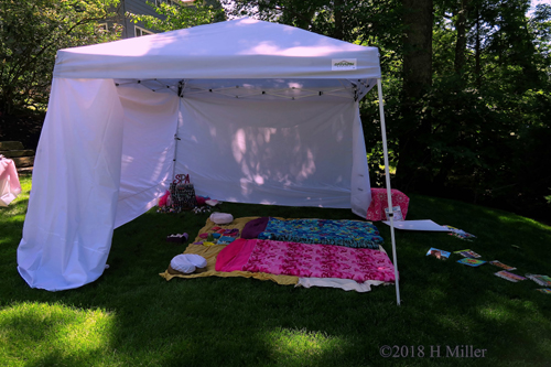 Spa Party Setup With Mats For Kids Facials.