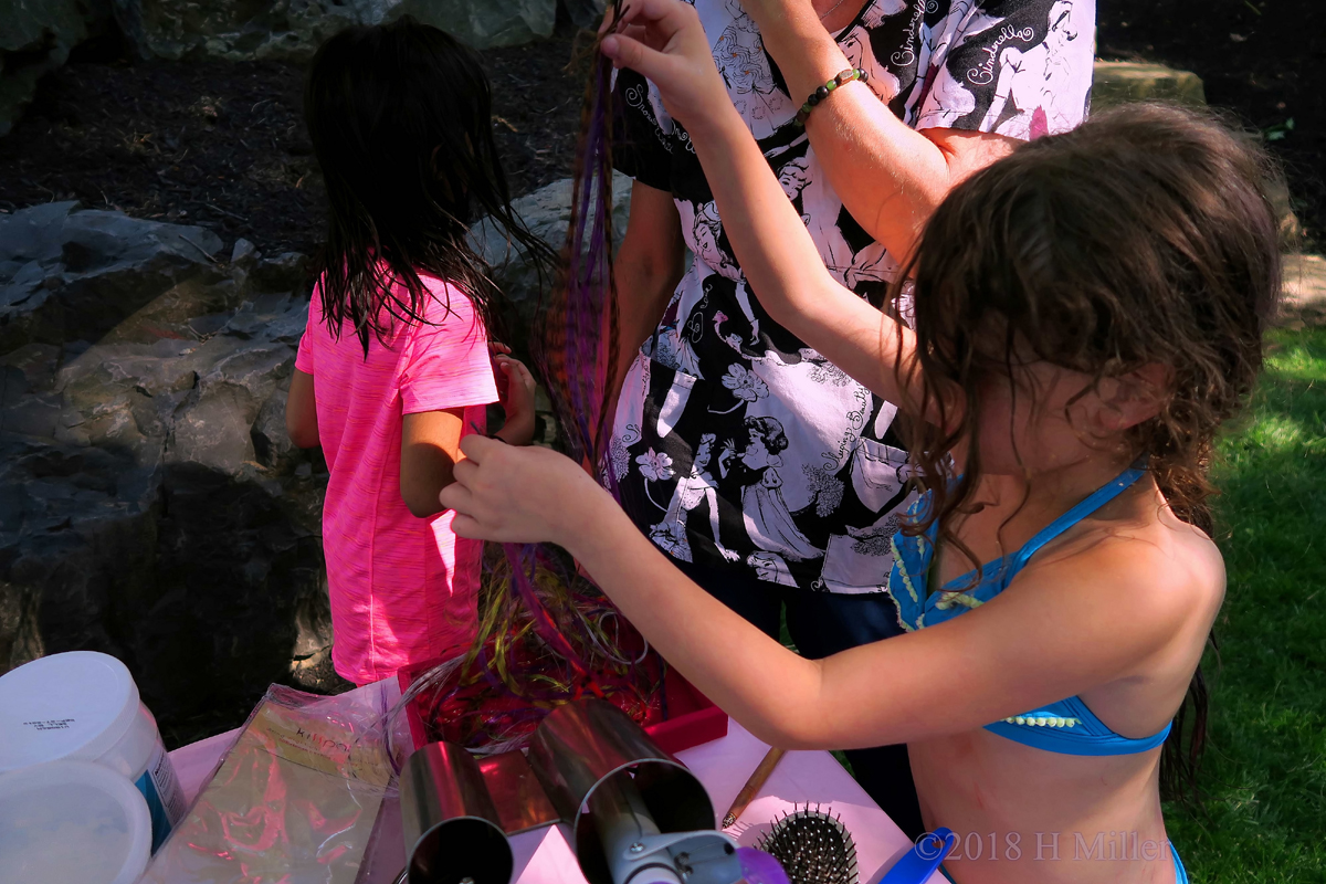 Birthday Girl Picking Hair Feather 1