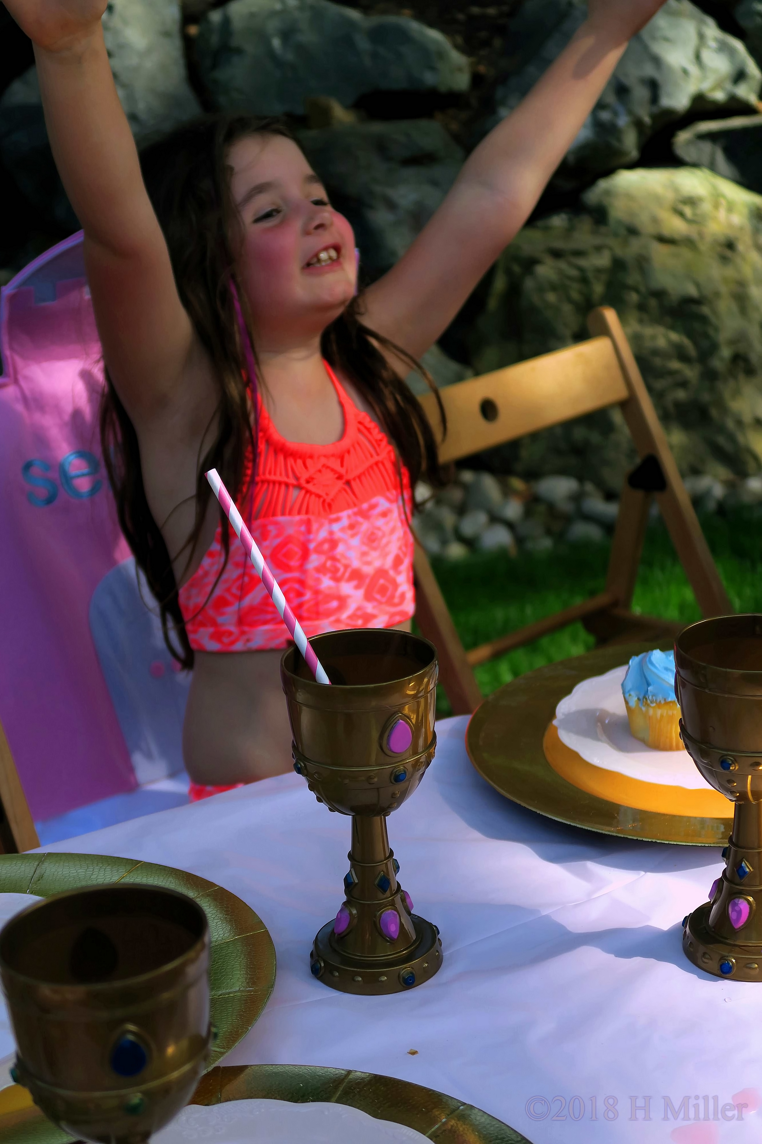 Birthday Girl Excited Over Birthday Treats Birthday Girl Excited Over Birthday Treats