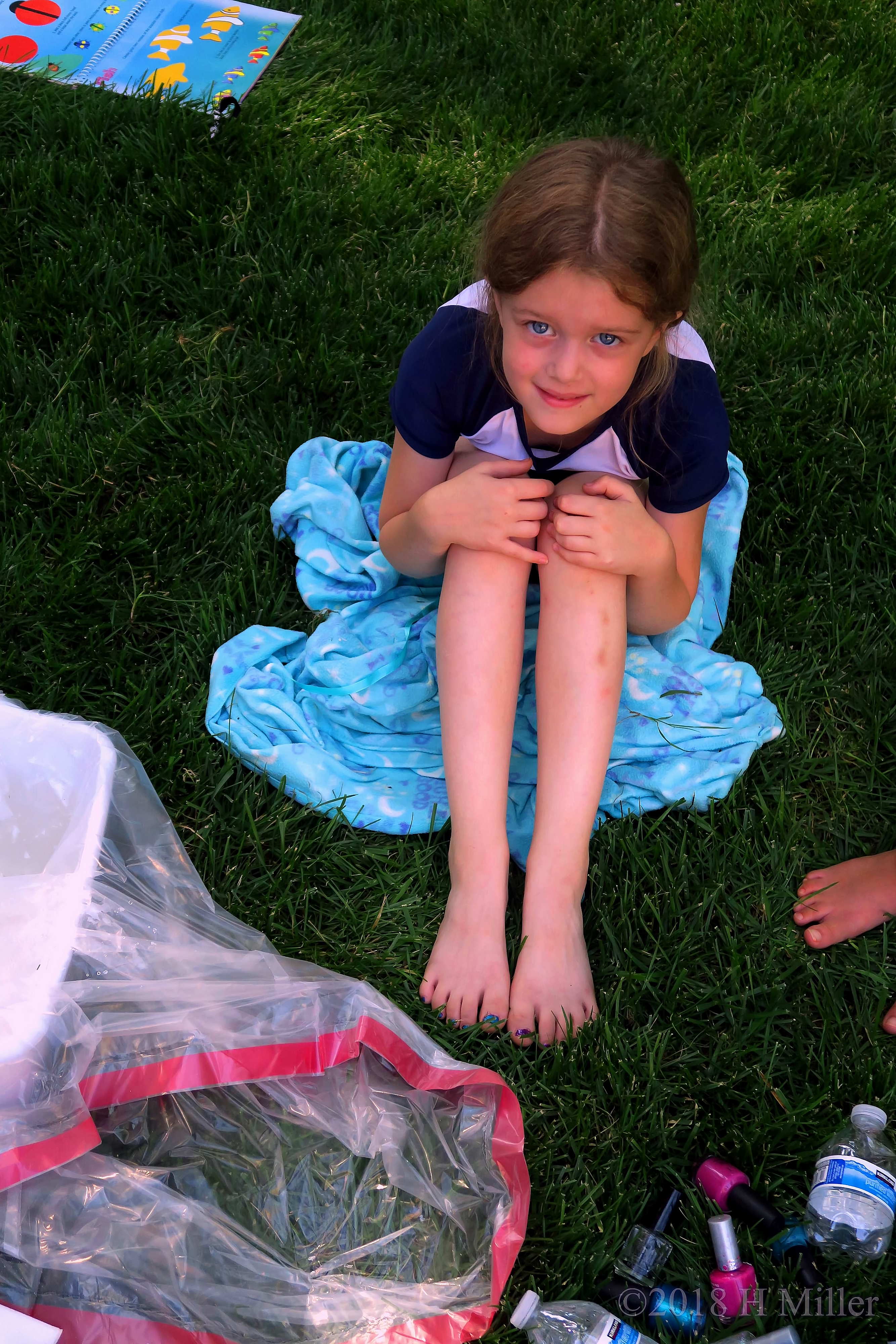 Light Blue And Purple Pedicure On This Party Guest 